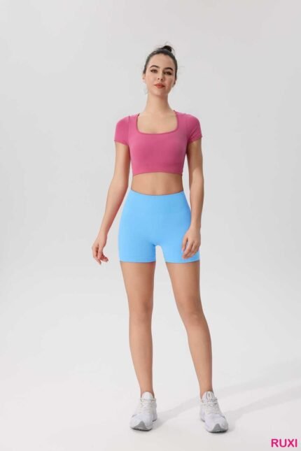 Shiny Yoga Shorts for Women-High-Performance Activewear rj0180